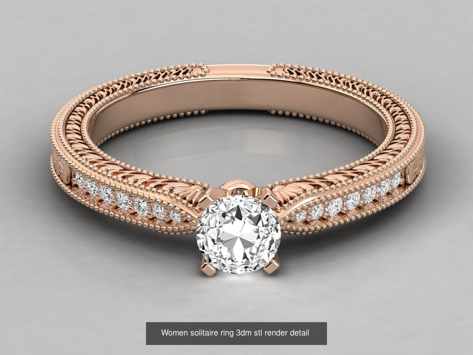 235 Women solitaire ring 3dm stl 9 render detail  3D Model Collection_59