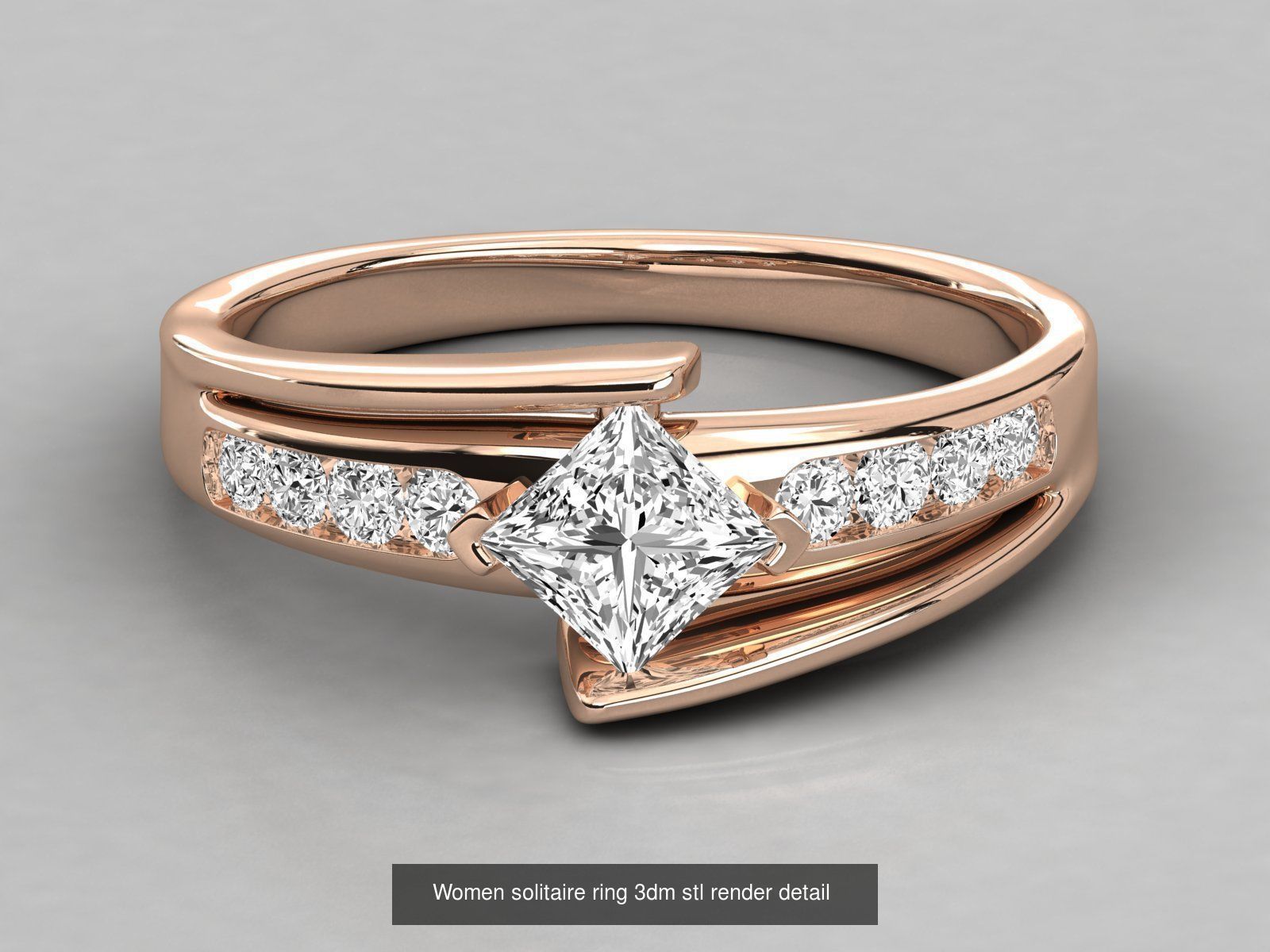 235 Women solitaire ring 3dm stl 9 render detail  3D Model Collection_190