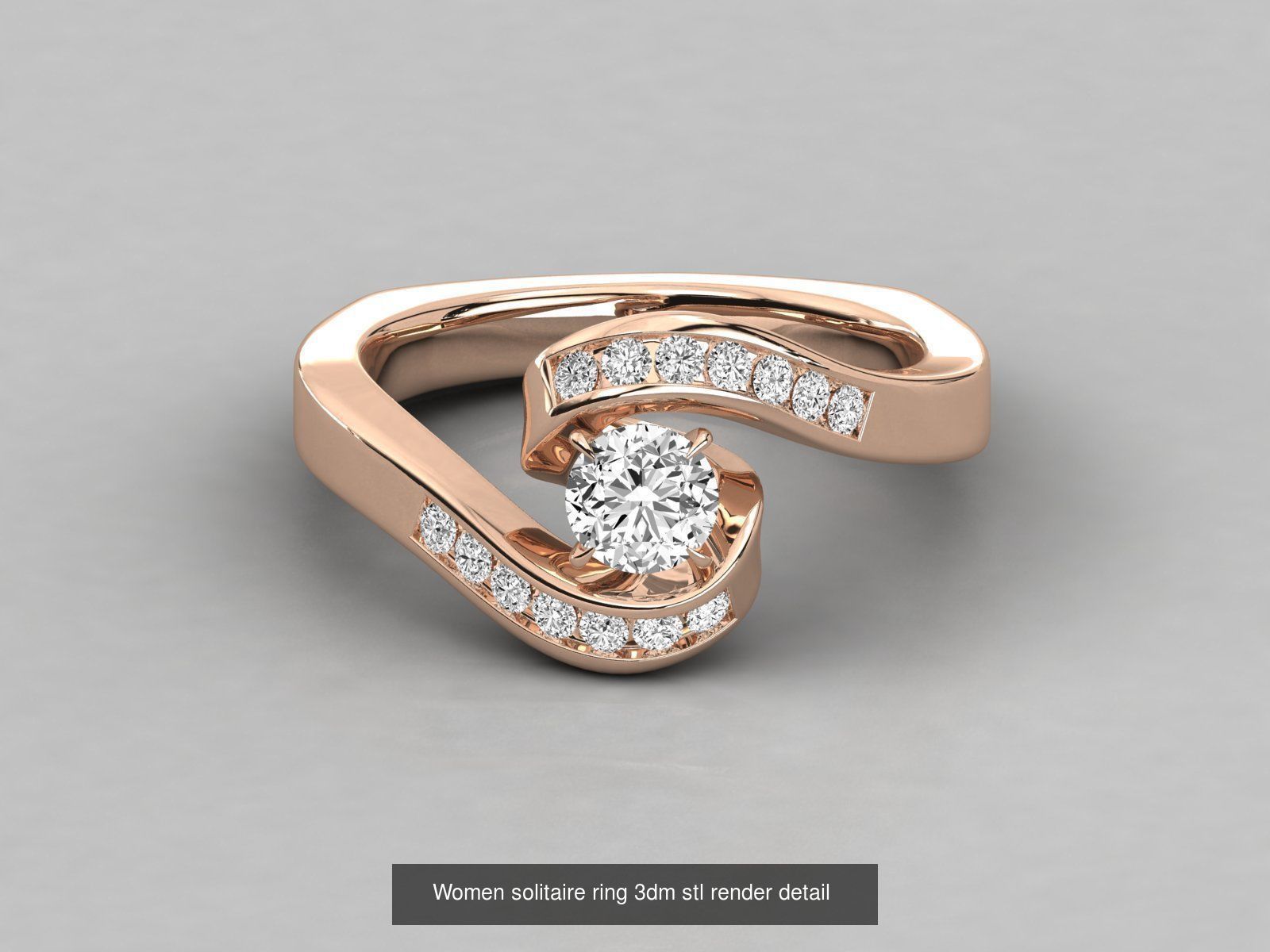 235 Women solitaire ring 3dm stl 9 render detail  3D Model Collection_152