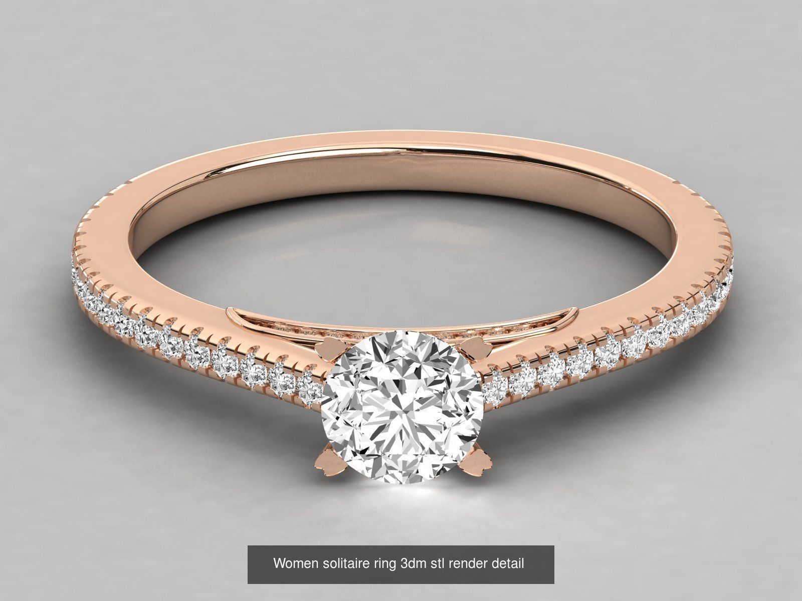 235 Women solitaire ring 3dm stl 9 render detail  3D Model Collection_142