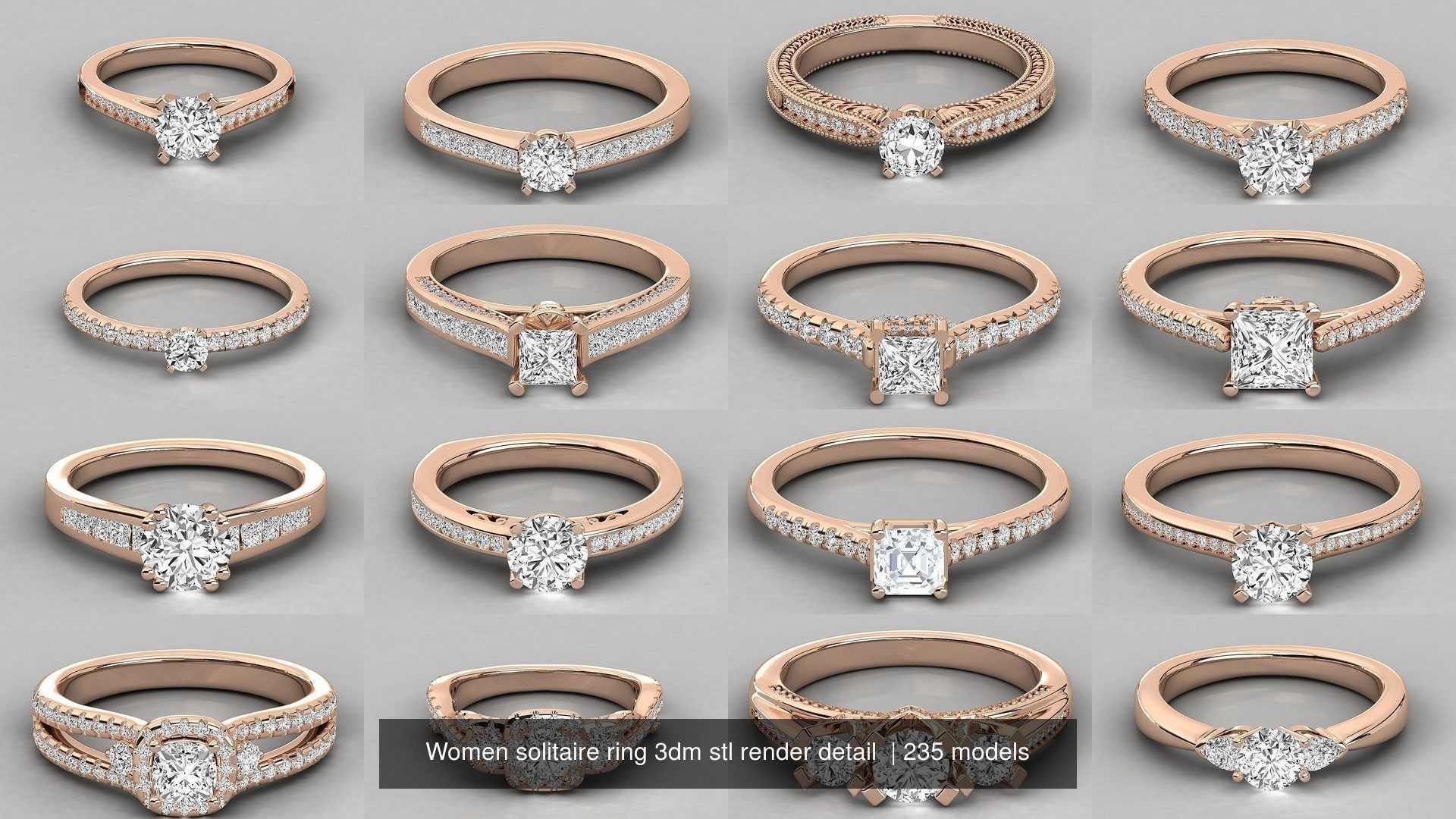 235 Women solitaire ring 3dm stl 9 render detail  3D Model Collection_0