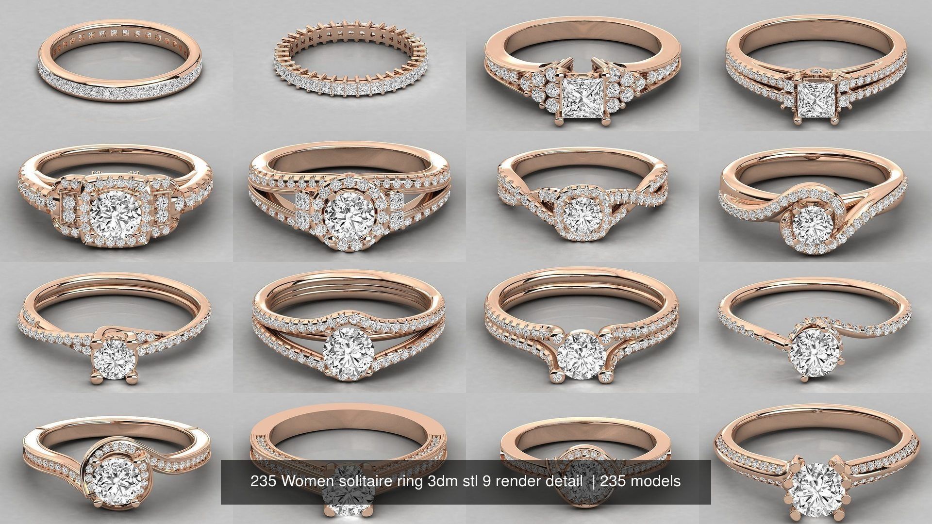 235 Women solitaire ring 3dm stl 9 render detail  3D Model Collection_15