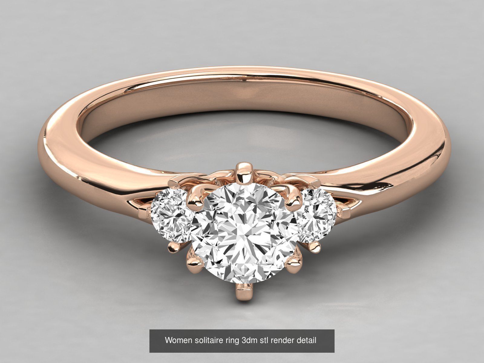 235 Women solitaire ring 3dm stl 9 render detail  3D Model Collection_81