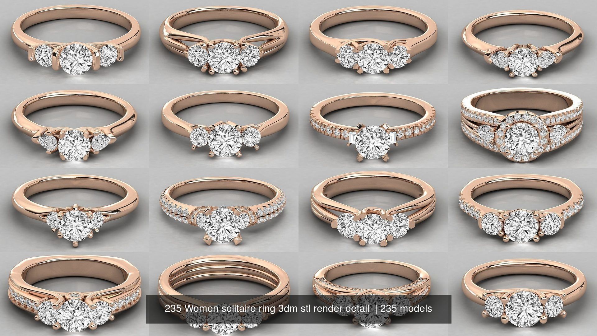 235 Women solitaire ring 3dm stl 9 render detail  3D Model Collection_6