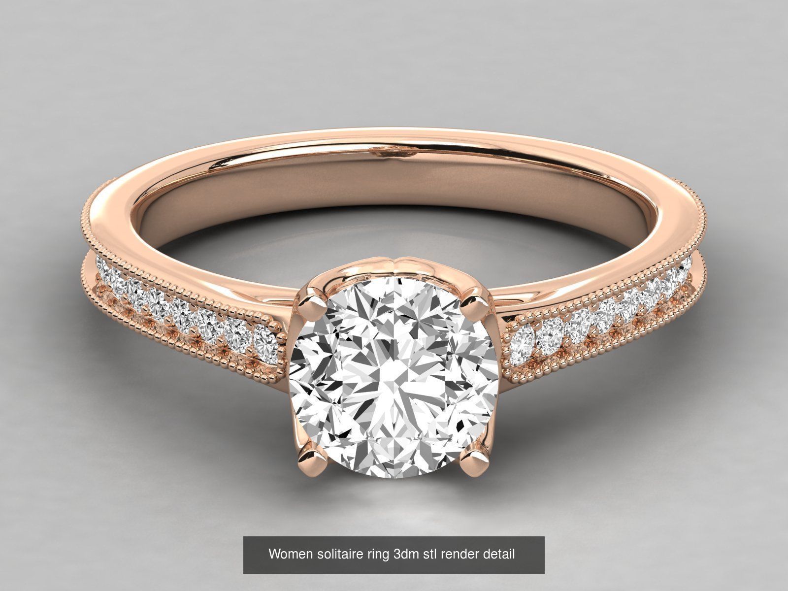 235 Women solitaire ring 3dm stl 9 render detail  3D Model Collection_213