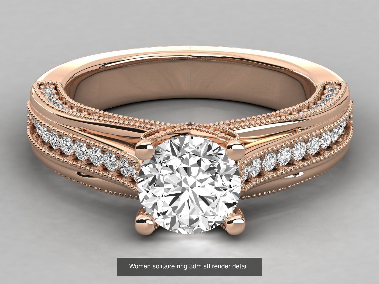 235 Women solitaire ring 3dm stl 9 render detail  3D Model Collection_204
