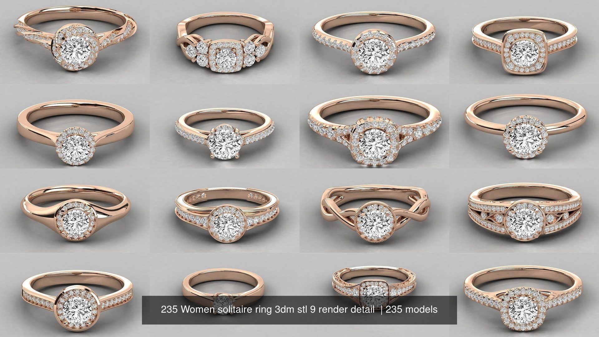 235 Women solitaire ring 3dm stl 9 render detail  3D Model Collection_27