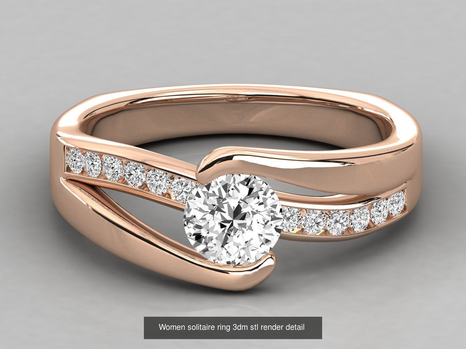 235 Women solitaire ring 3dm stl 9 render detail  3D Model Collection_156