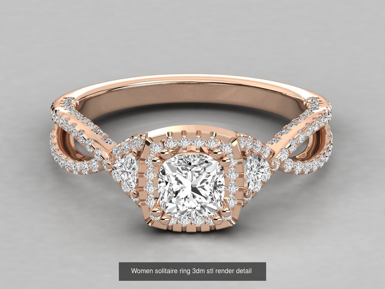 235 Women solitaire ring 3dm stl 9 render detail  3D Model Collection_98