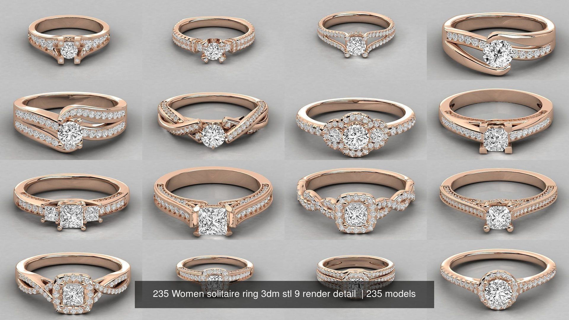 235 Women solitaire ring 3dm stl 9 render detail  3D Model Collection_23