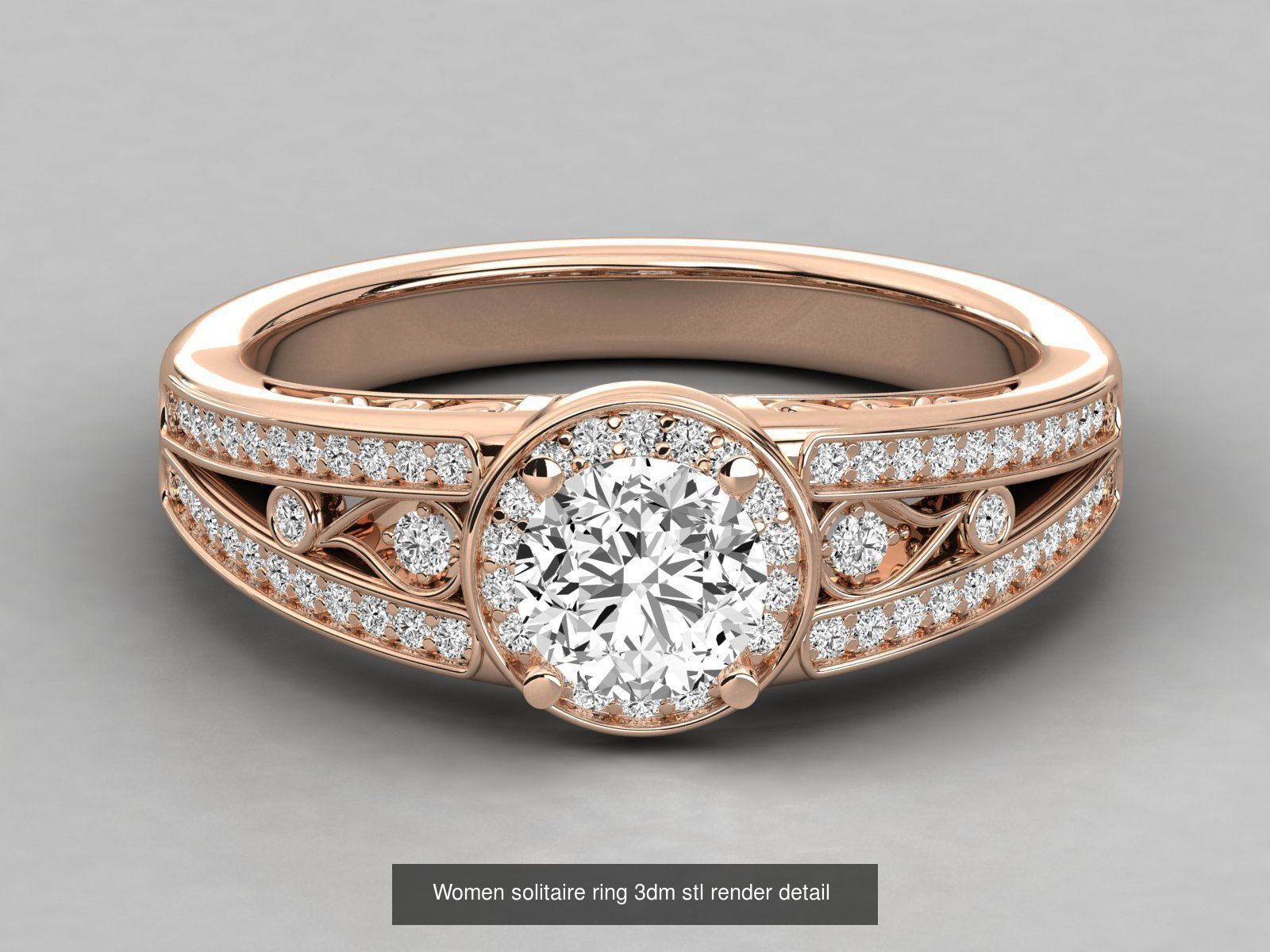 235 Women solitaire ring 3dm stl 9 render detail  3D Model Collection_180