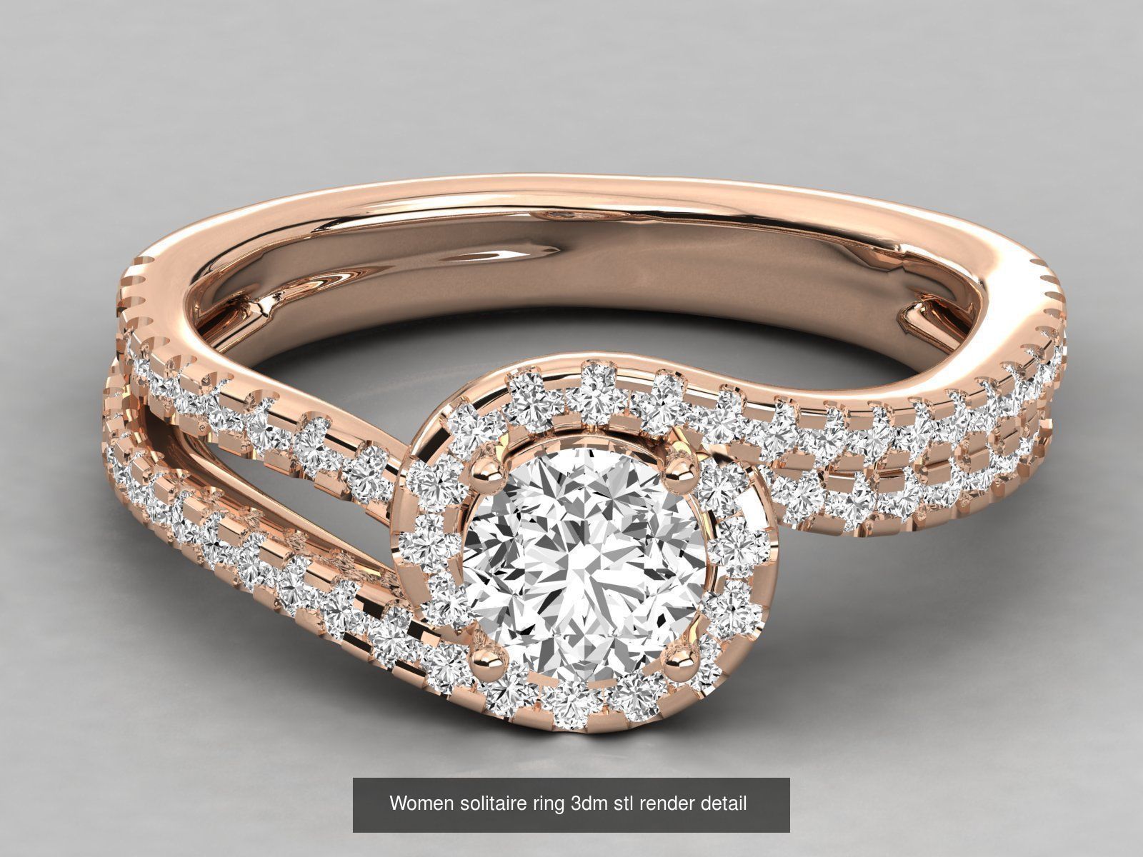 235 Women solitaire ring 3dm stl 9 render detail  3D Model Collection_198