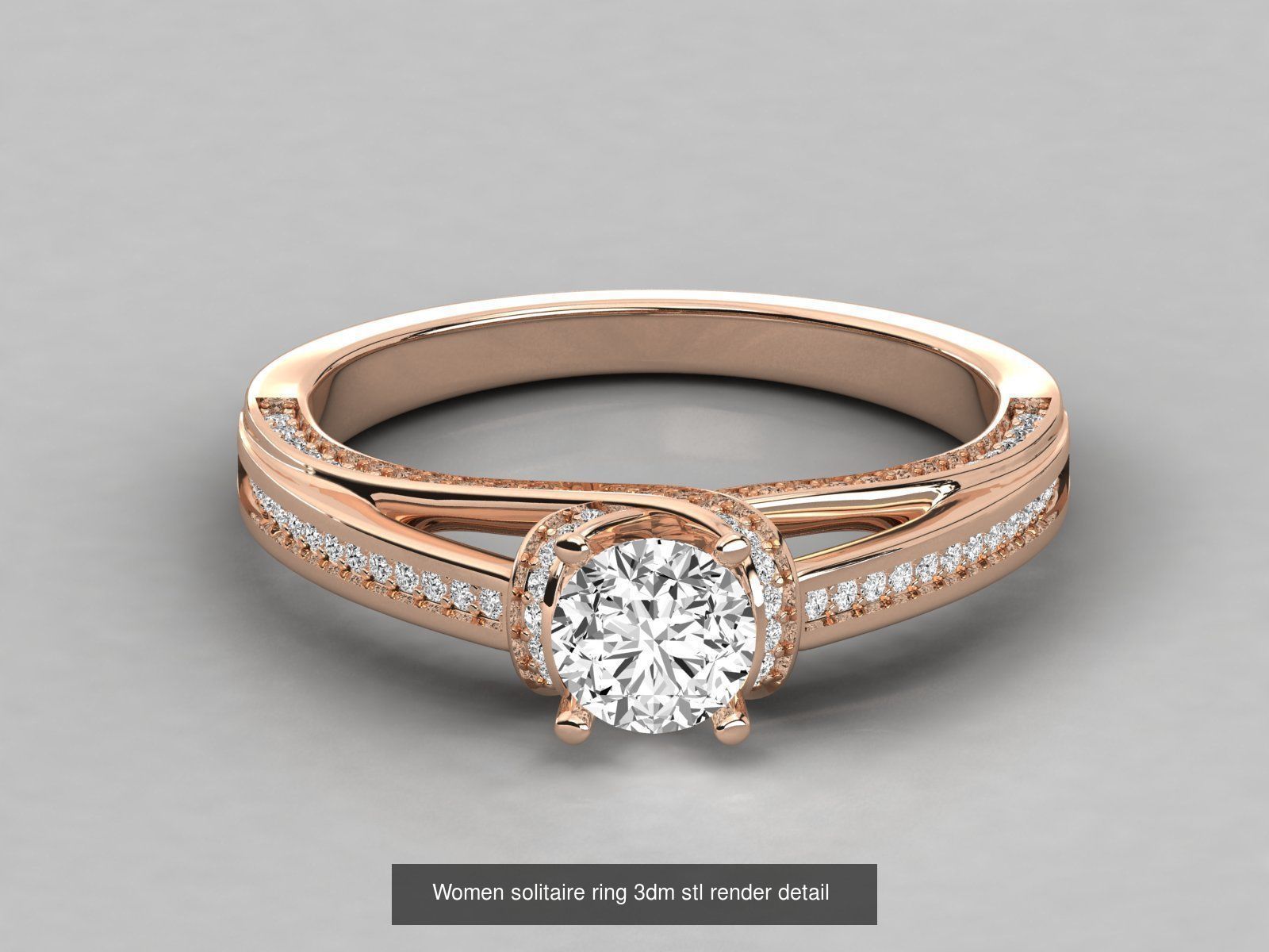235 Women solitaire ring 3dm stl 9 render detail  3D Model Collection_146