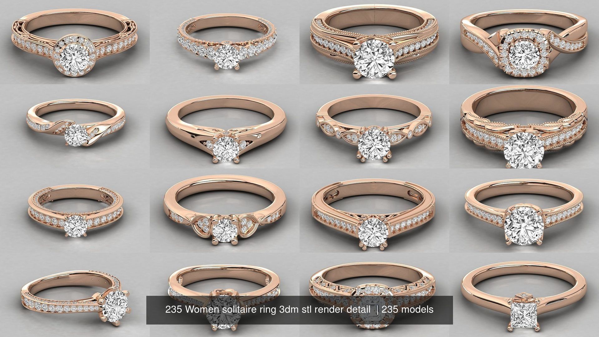 235 Women solitaire ring 3dm stl 9 render detail  3D Model Collection_50