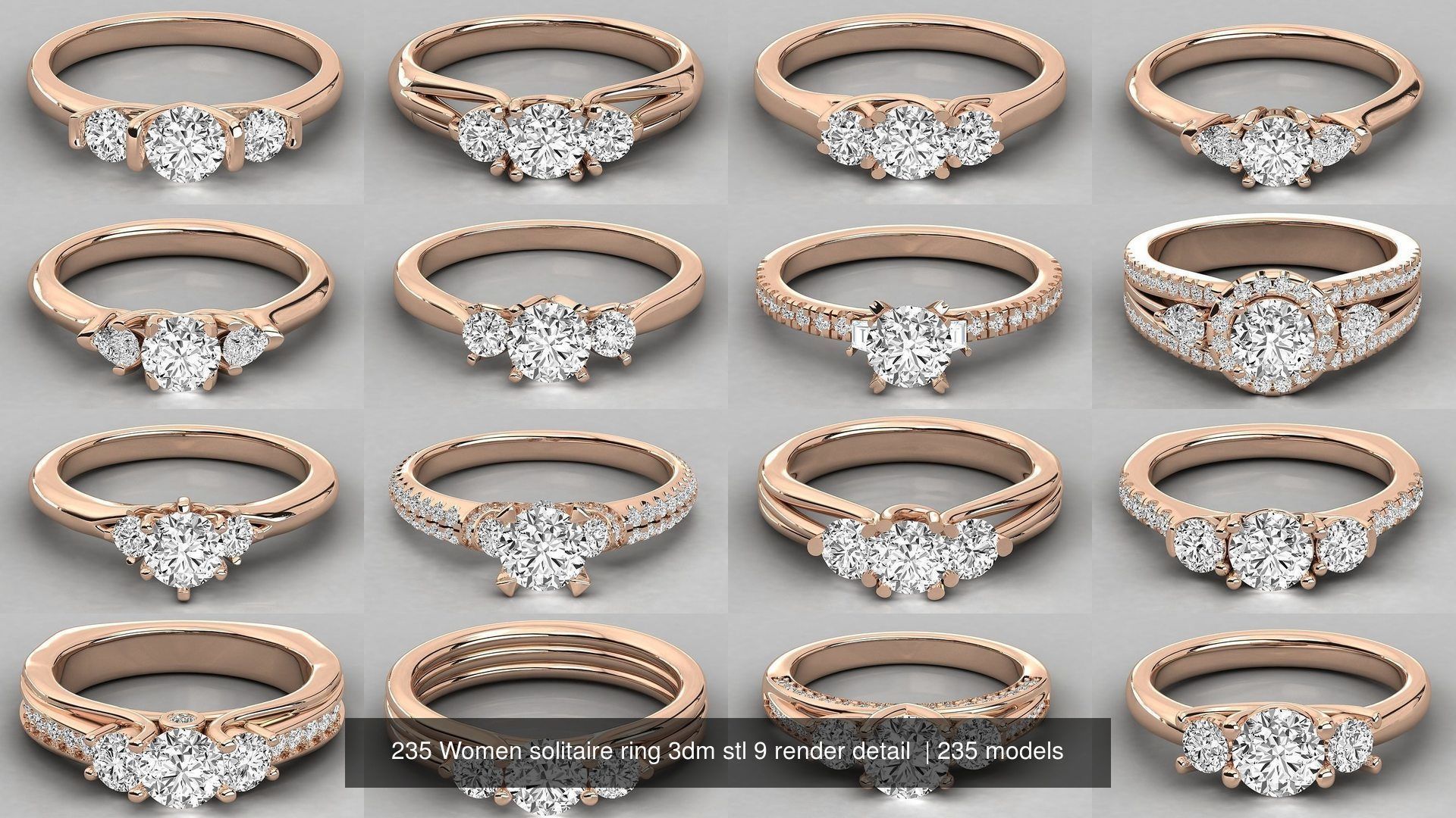 235 Women solitaire ring 3dm stl 9 render detail  3D Model Collection_4