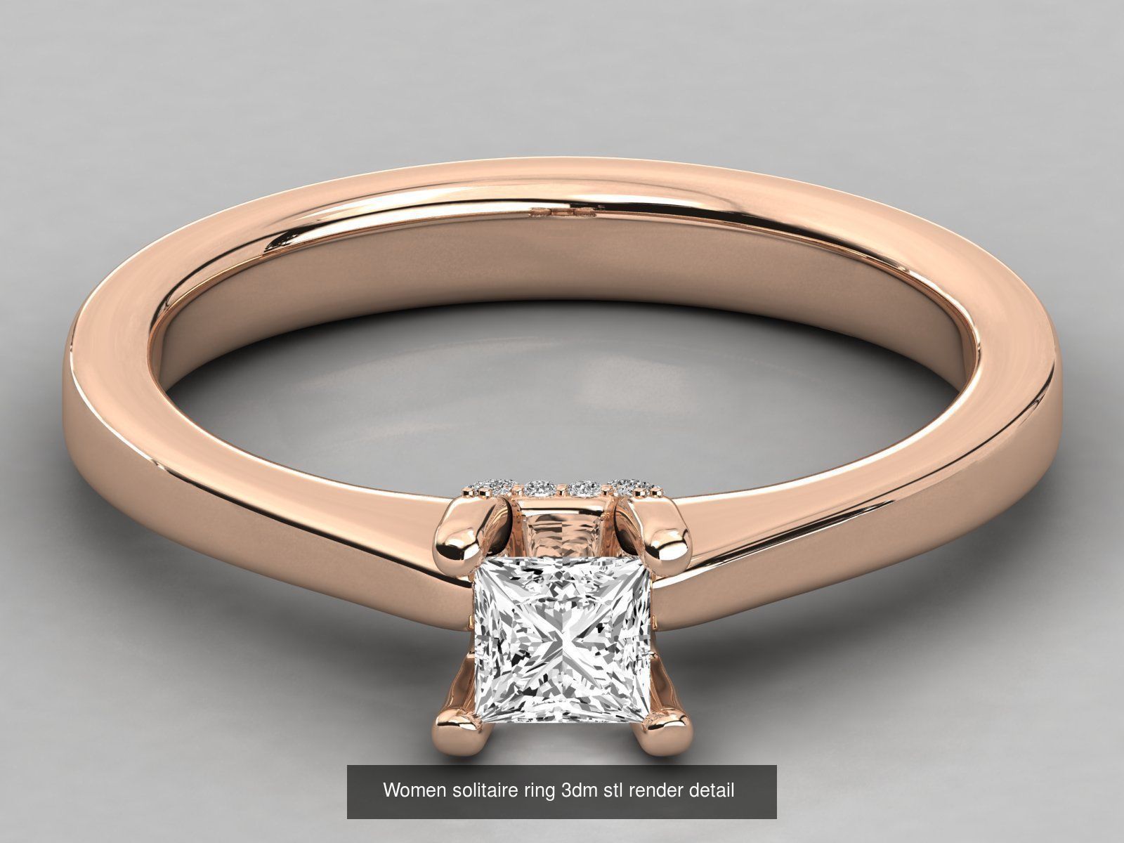 235 Women solitaire ring 3dm stl 9 render detail  3D Model Collection_111