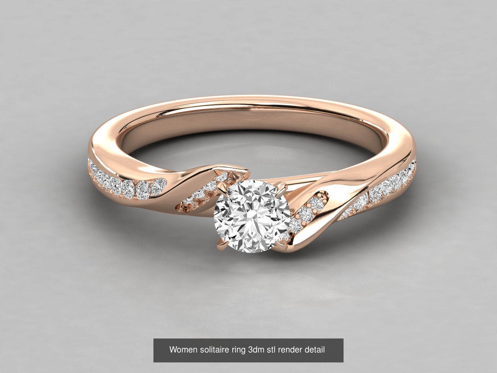 235 Women solitaire ring 3dm stl 9 render detail  3D Model Collection_206