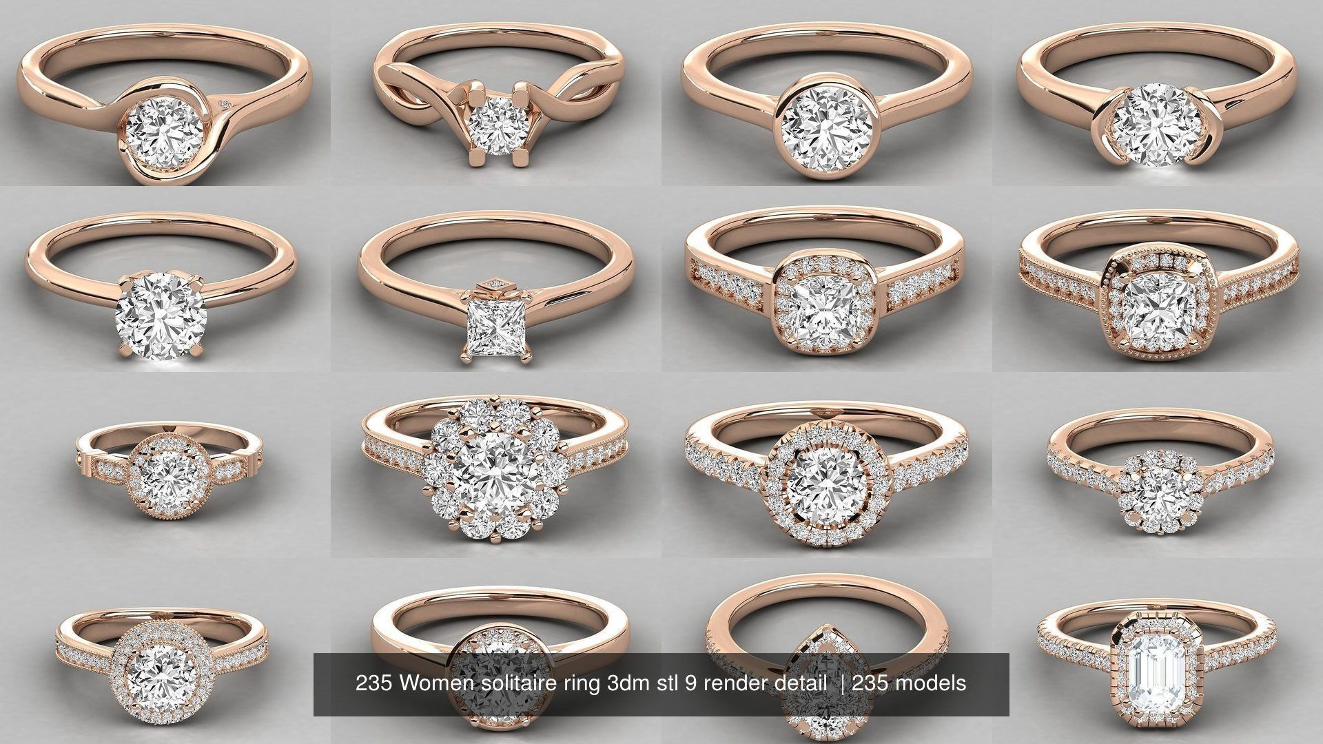 235 Women solitaire ring 3dm stl 9 render detail  3D Model Collection_24