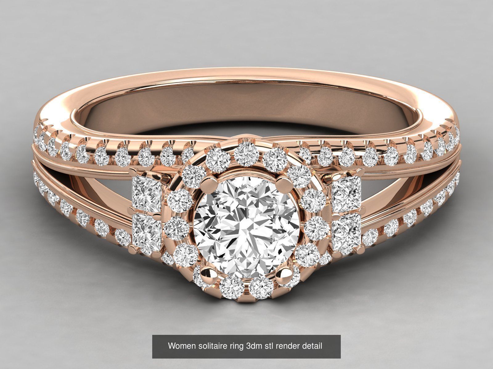 235 Women solitaire ring 3dm stl 9 render detail  3D Model Collection_126