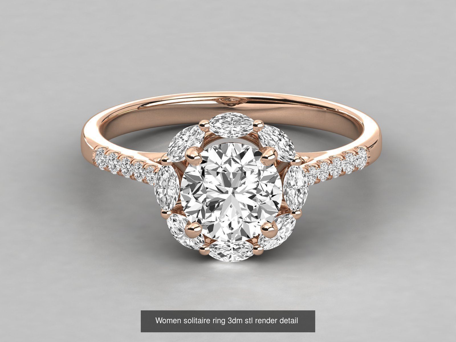 235 Women solitaire ring 3dm stl 9 render detail  3D Model Collection_188
