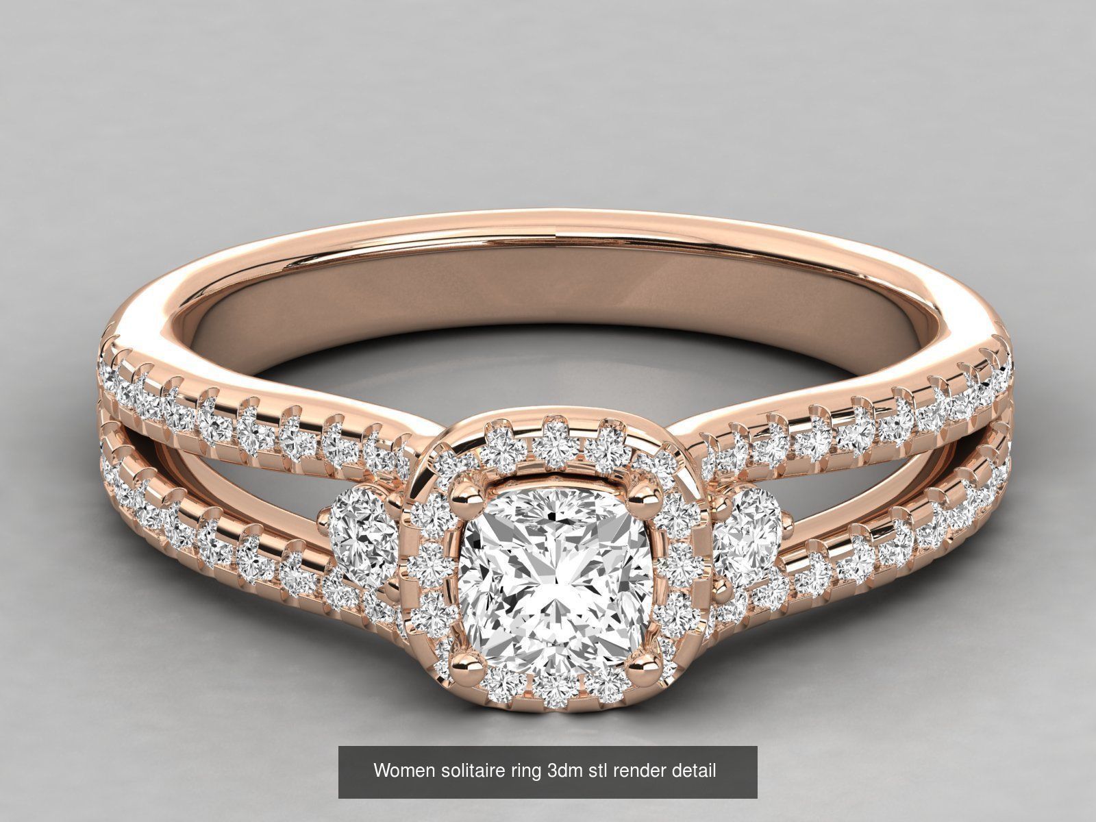 235 Women solitaire ring 3dm stl 9 render detail  3D Model Collection_69
