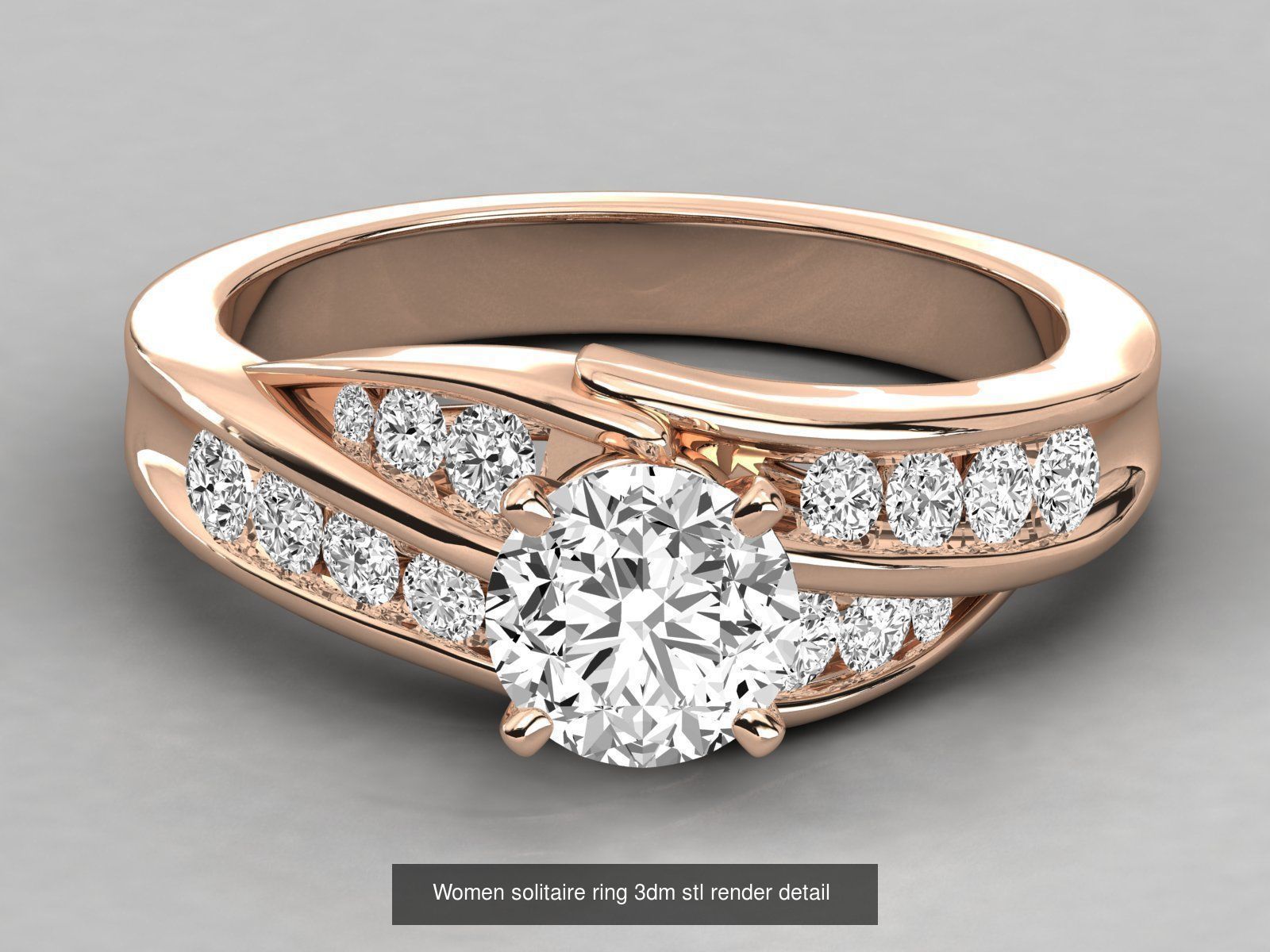 235 Women solitaire ring 3dm stl 9 render detail  3D Model Collection_192