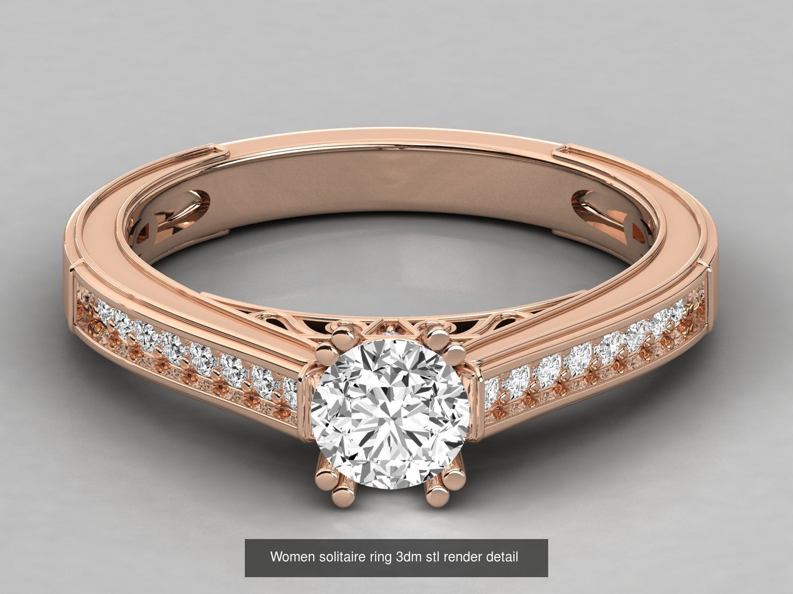 235 Women solitaire ring 3dm stl 9 render detail  3D Model Collection_212