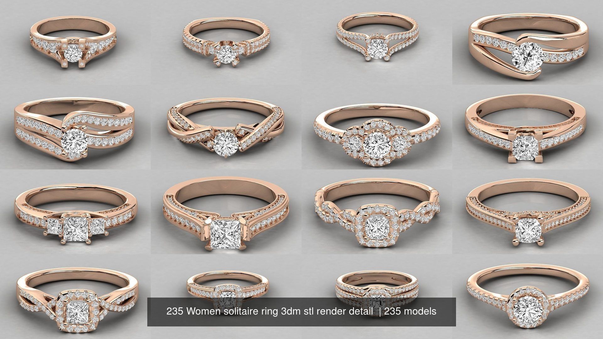 235 Women solitaire ring 3dm stl 9 render detail  3D Model Collection_37