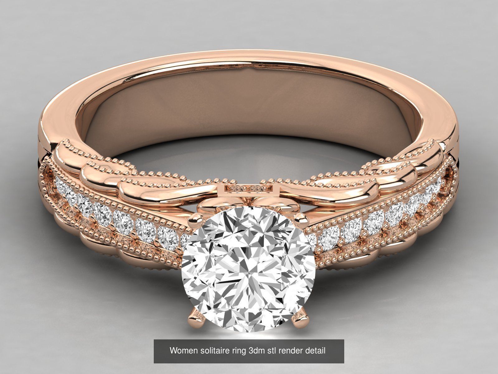 235 Women solitaire ring 3dm stl 9 render detail  3D Model Collection_209