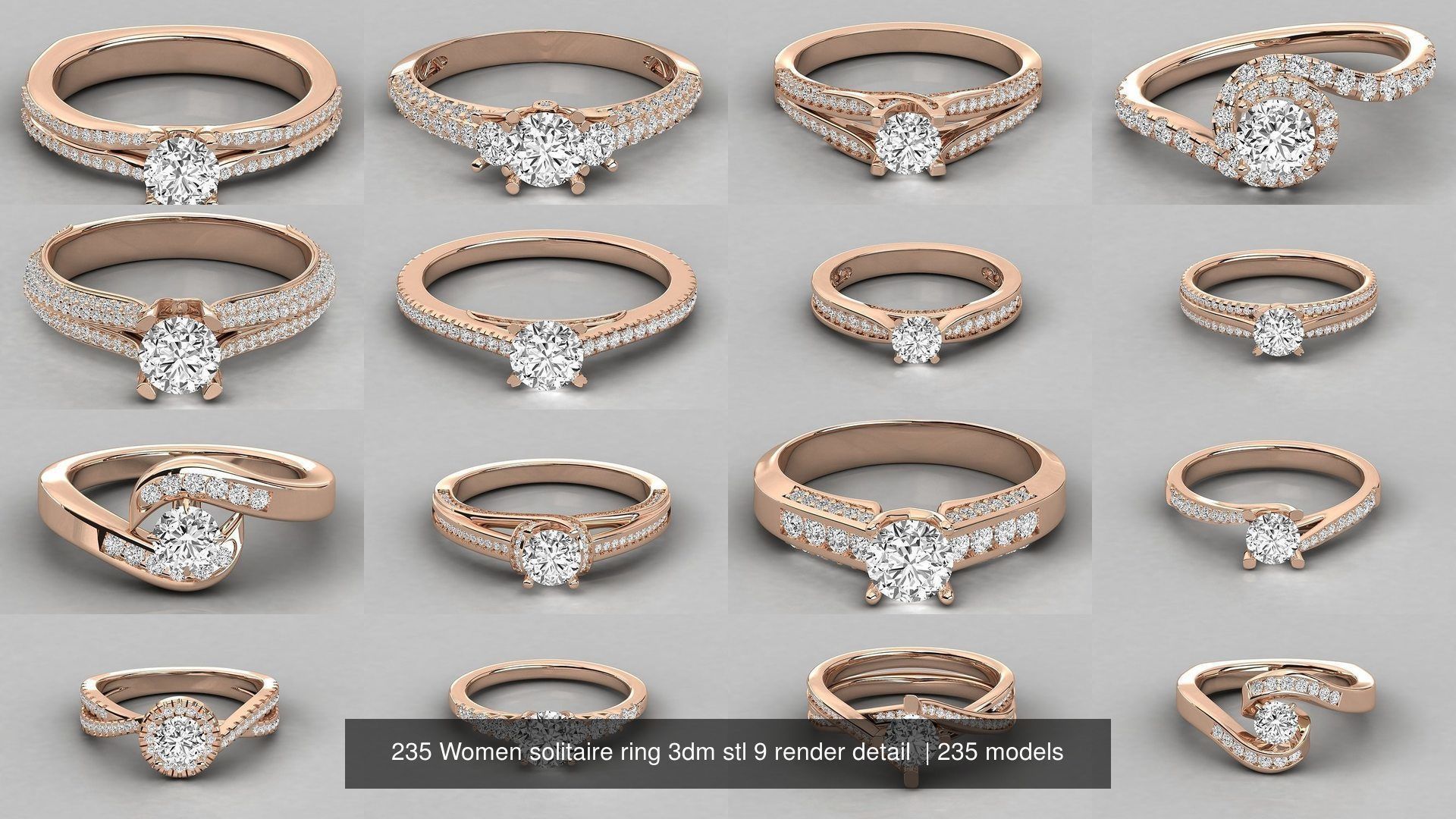 235 Women solitaire ring 3dm stl 9 render detail  3D Model Collection_19