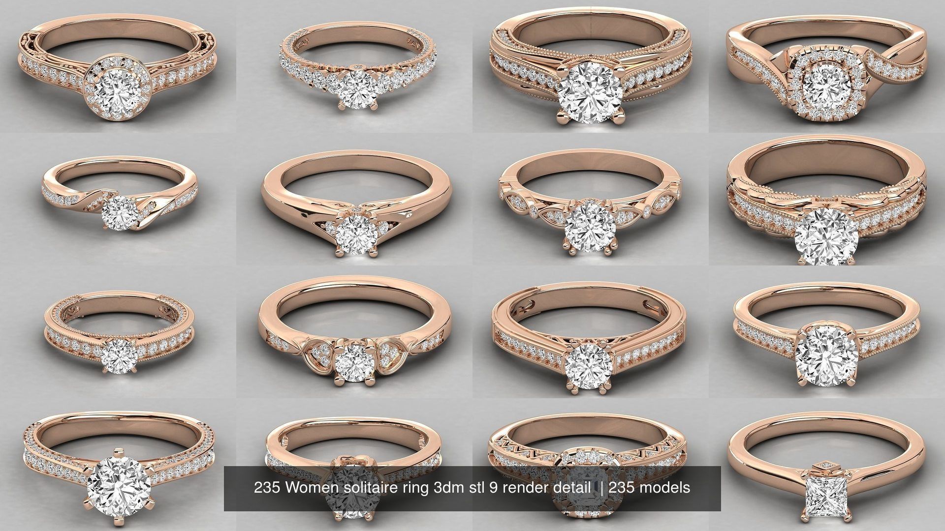 235 Women solitaire ring 3dm stl 9 render detail  3D Model Collection_22