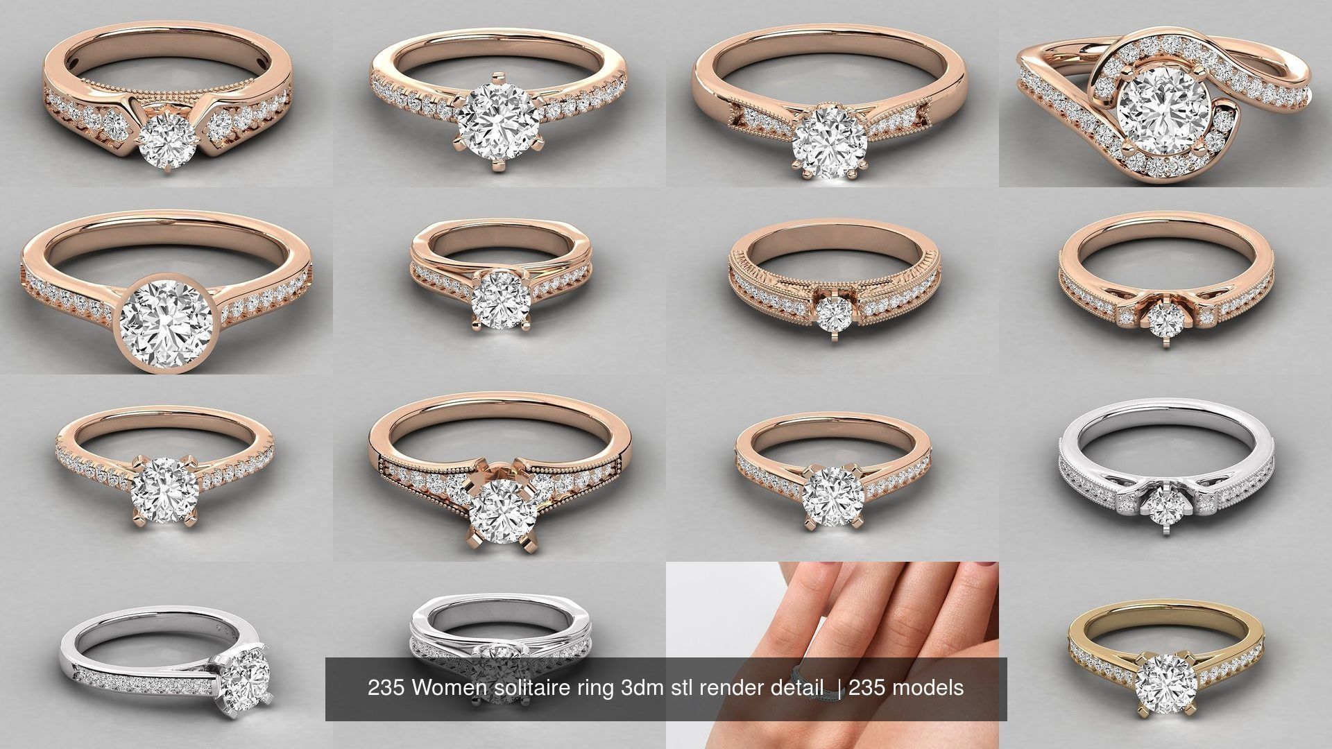235 Women solitaire ring 3dm stl 9 render detail  3D Model Collection_58