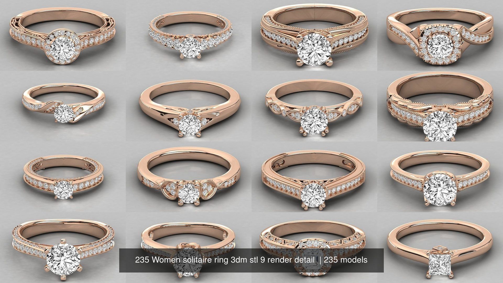 235 Women solitaire ring 3dm stl 9 render detail  3D Model Collection_36