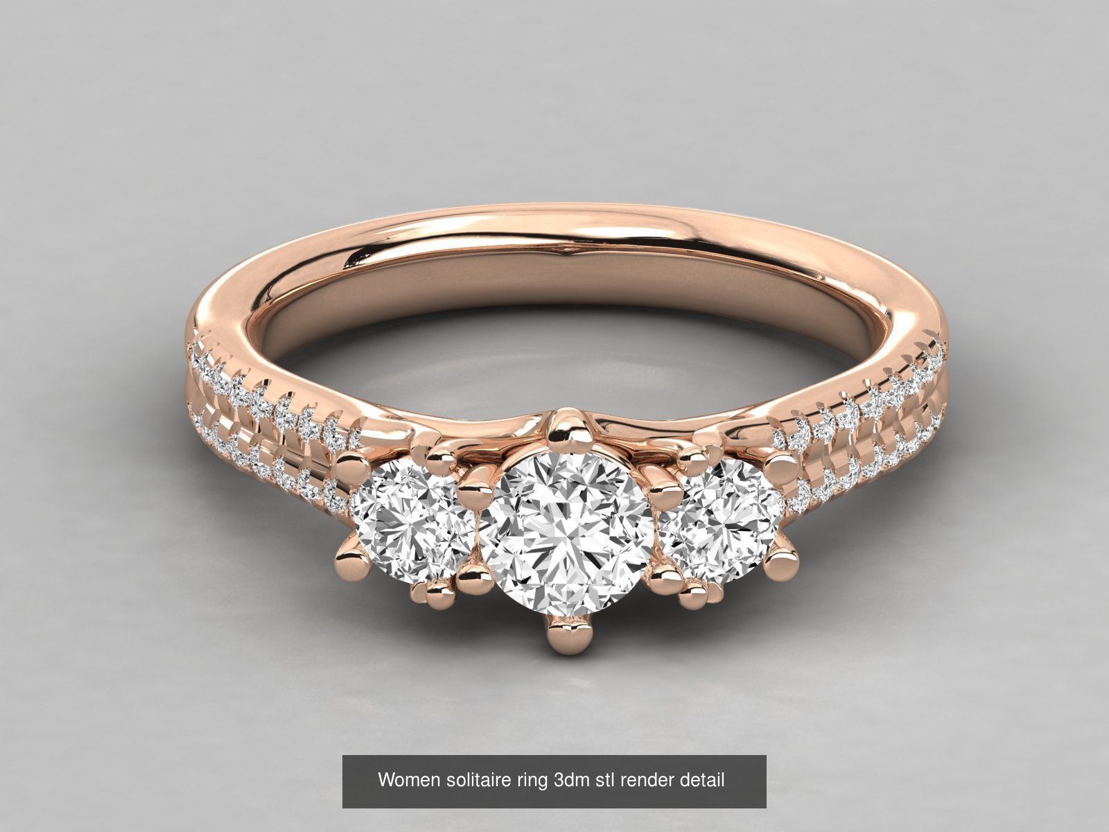 235 Women solitaire ring 3dm stl 9 render detail  3D Model Collection_110
