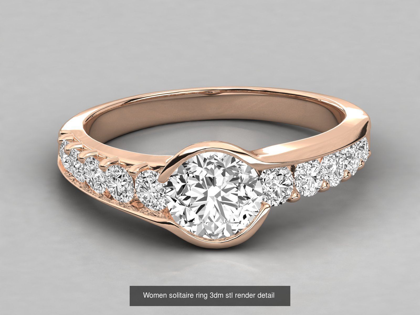 235 Women solitaire ring 3dm stl 9 render detail  3D Model Collection_196