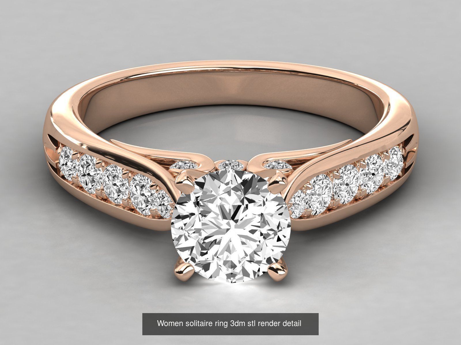 235 Women solitaire ring 3dm stl 9 render detail  3D Model Collection_193