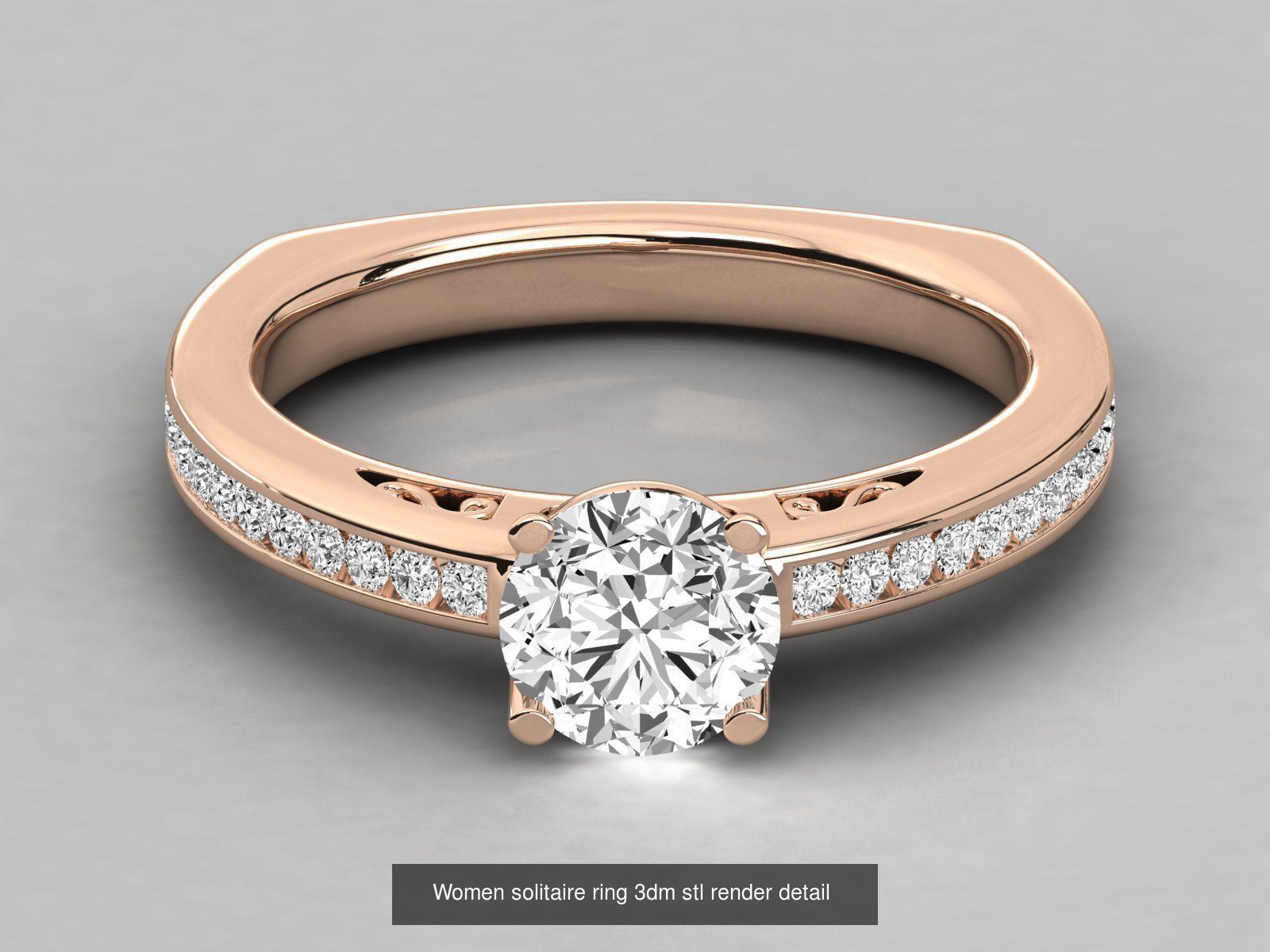 235 Women solitaire ring 3dm stl 9 render detail  3D Model Collection_66