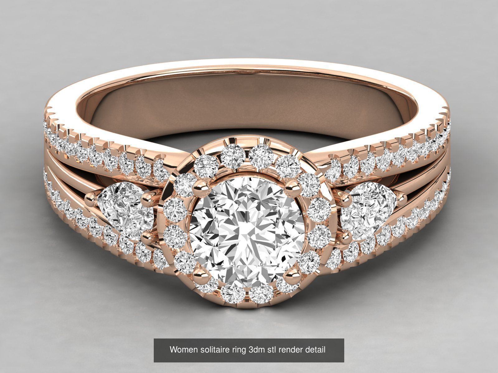 235 Women solitaire ring 3dm stl 9 render detail  3D Model Collection_80