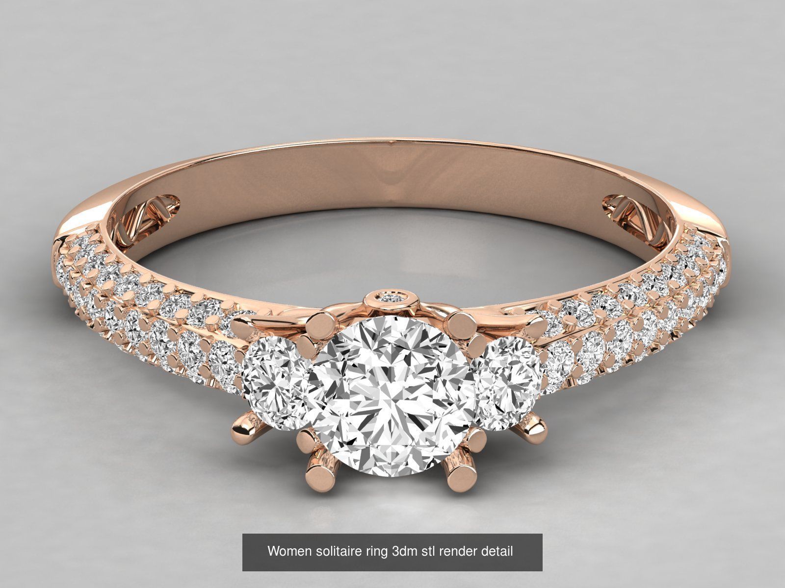 235 Women solitaire ring 3dm stl 9 render detail  3D Model Collection_138