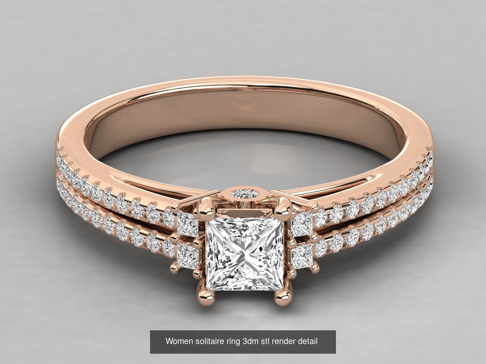 235 Women solitaire ring 3dm stl 9 render detail  3D Model Collection_124