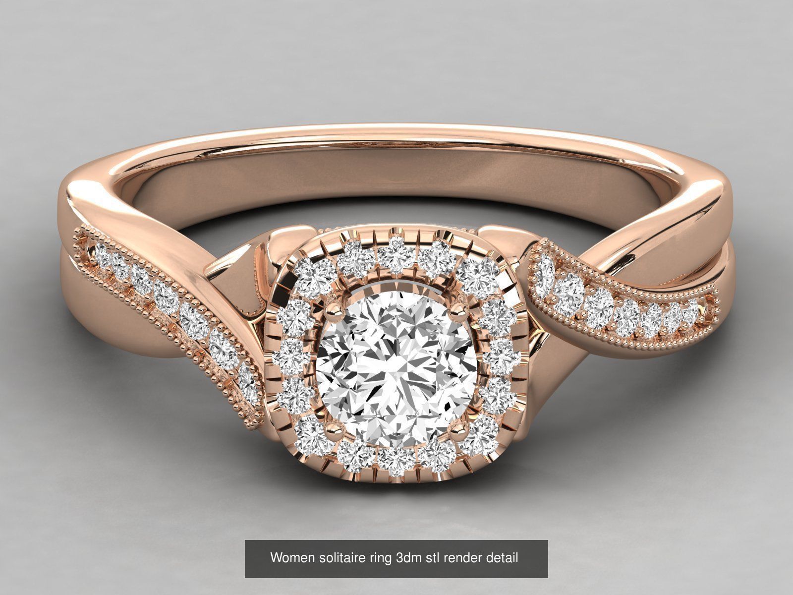 235 Women solitaire ring 3dm stl 9 render detail  3D Model Collection_205