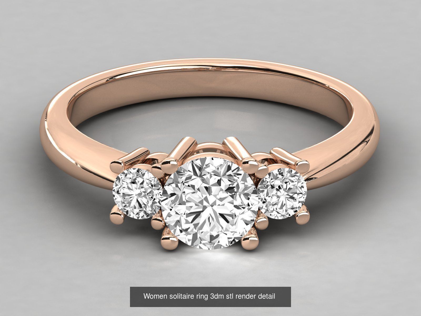 235 Women solitaire ring 3dm stl 9 render detail  3D Model Collection_95