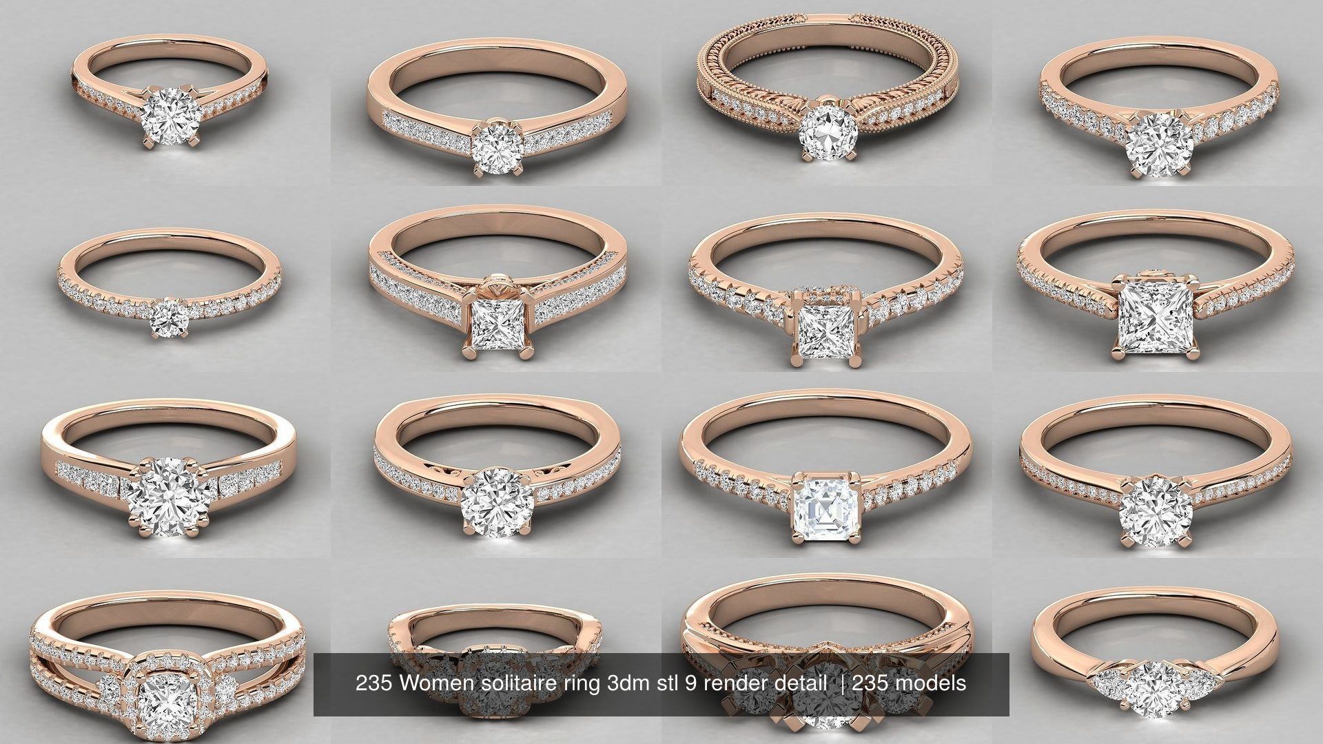 235 Women solitaire ring 3dm stl 9 render detail  3D Model Collection_1