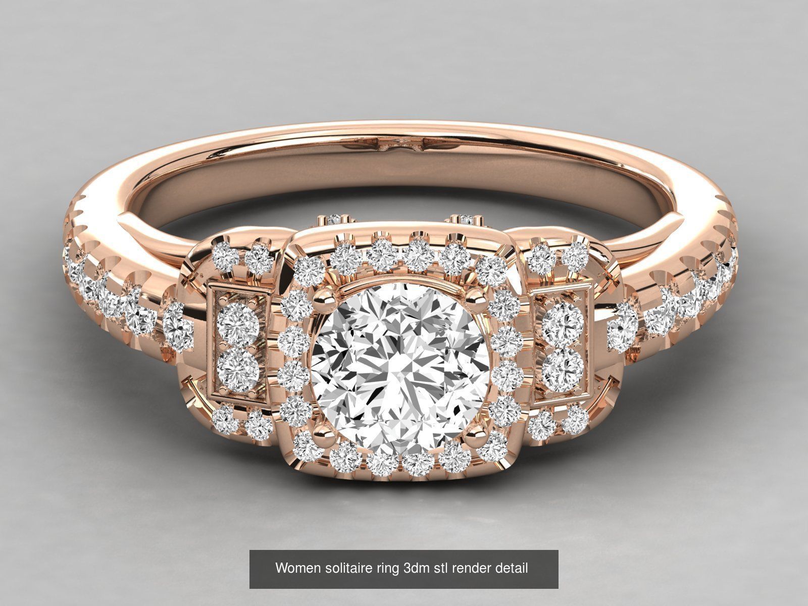 235 Women solitaire ring 3dm stl 9 render detail  3D Model Collection_125