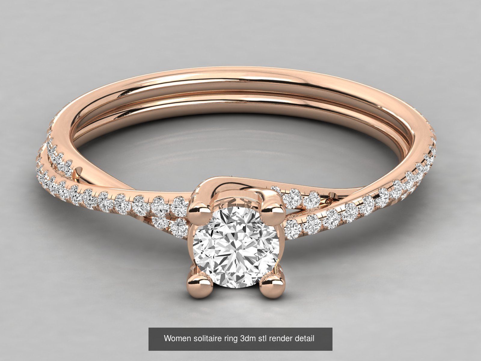 235 Women solitaire ring 3dm stl 9 render detail  3D Model Collection_129
