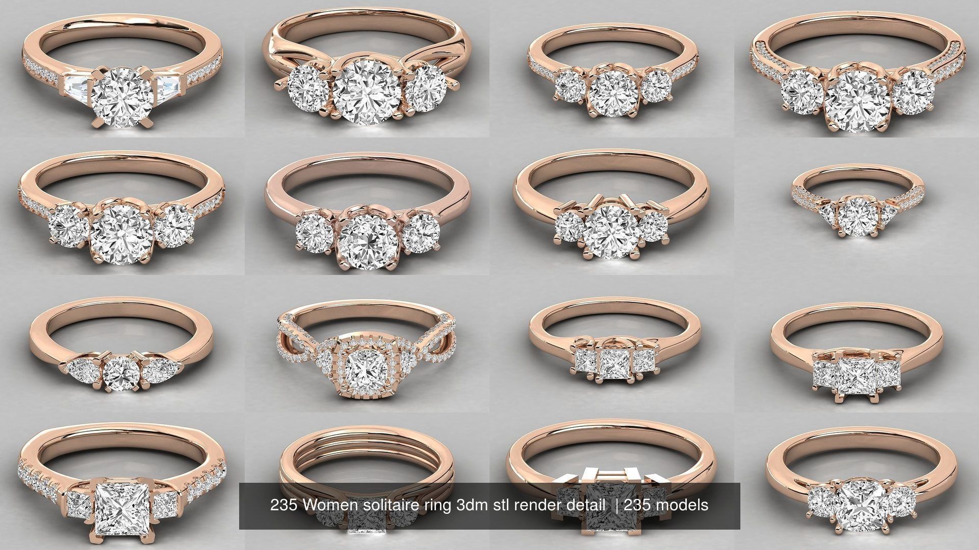 235 Women solitaire ring 3dm stl 9 render detail  3D Model Collection_13