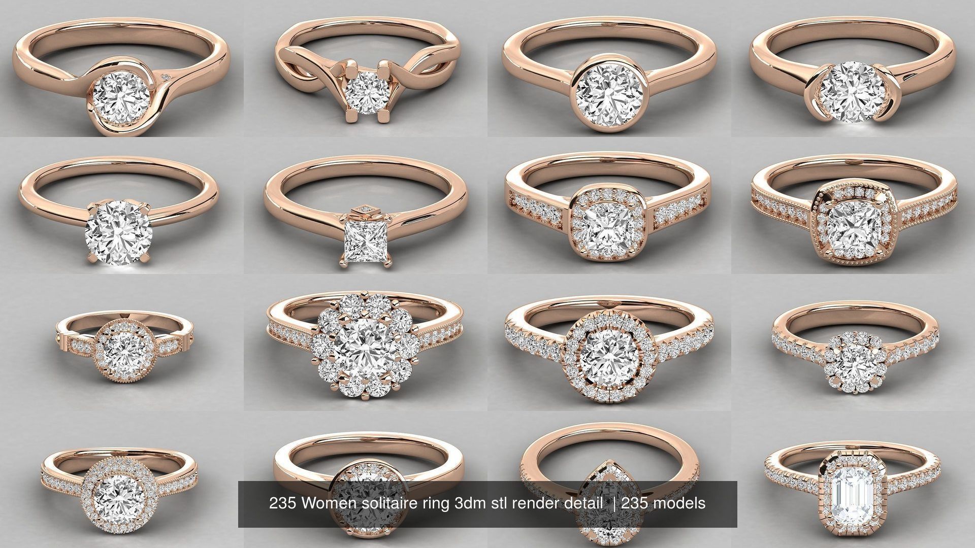 235 Women solitaire ring 3dm stl 9 render detail  3D Model Collection_52