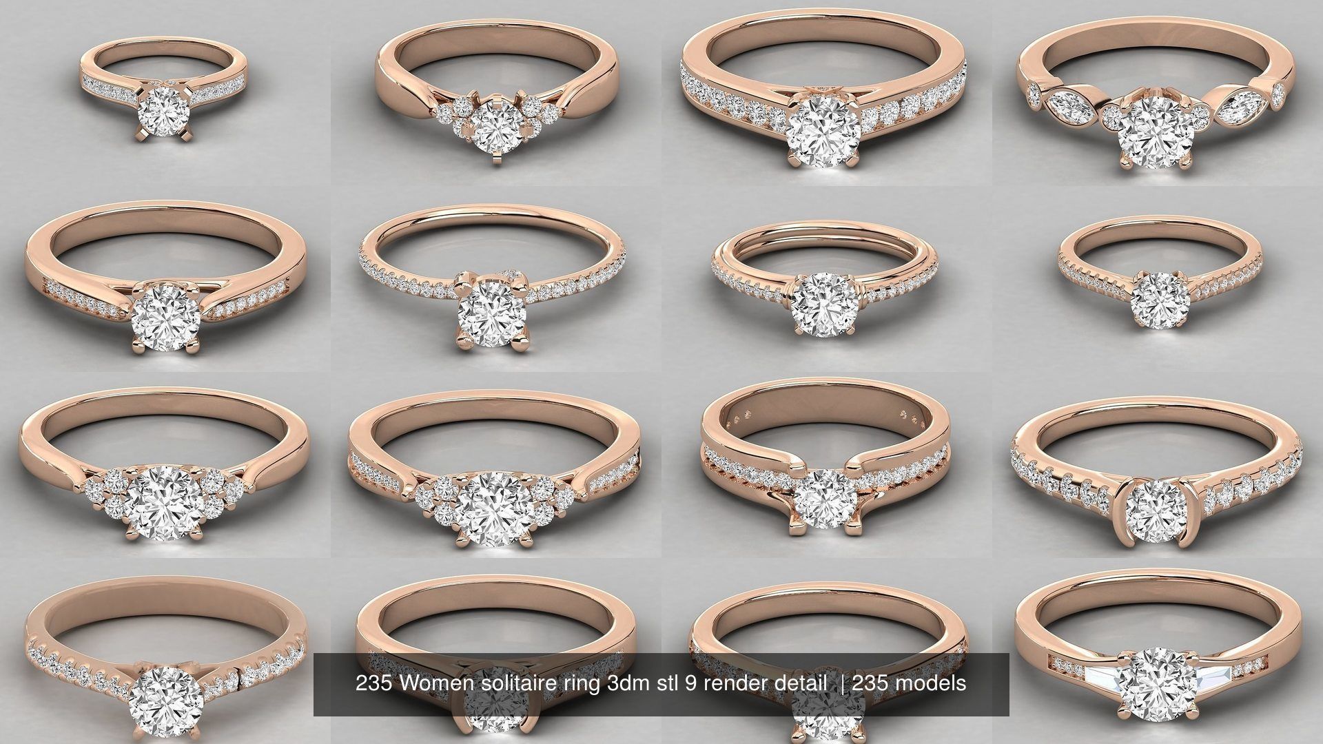 235 Women solitaire ring 3dm stl 9 render detail  3D Model Collection_26