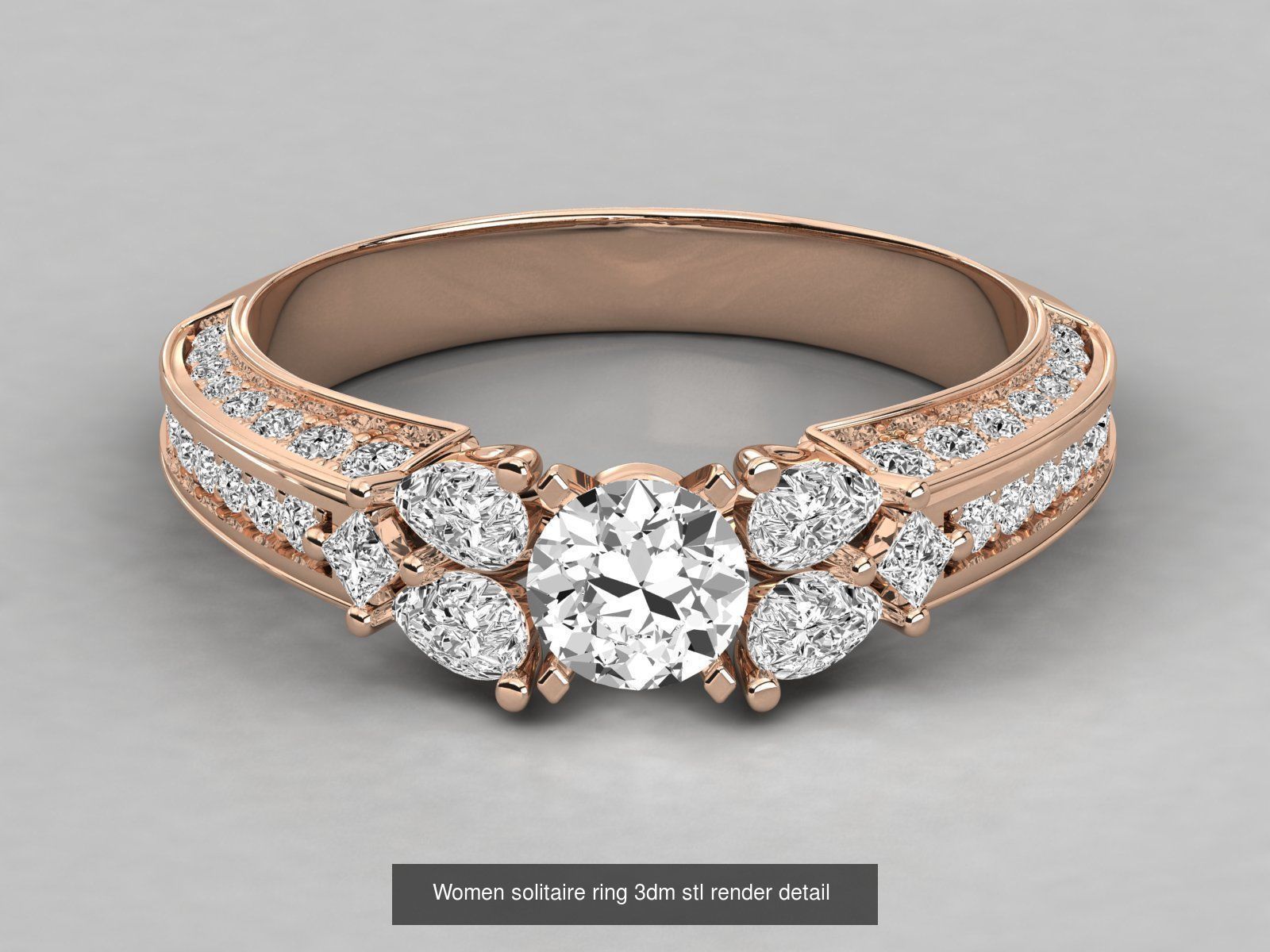 235 Women solitaire ring 3dm stl 9 render detail  3D Model Collection_105
