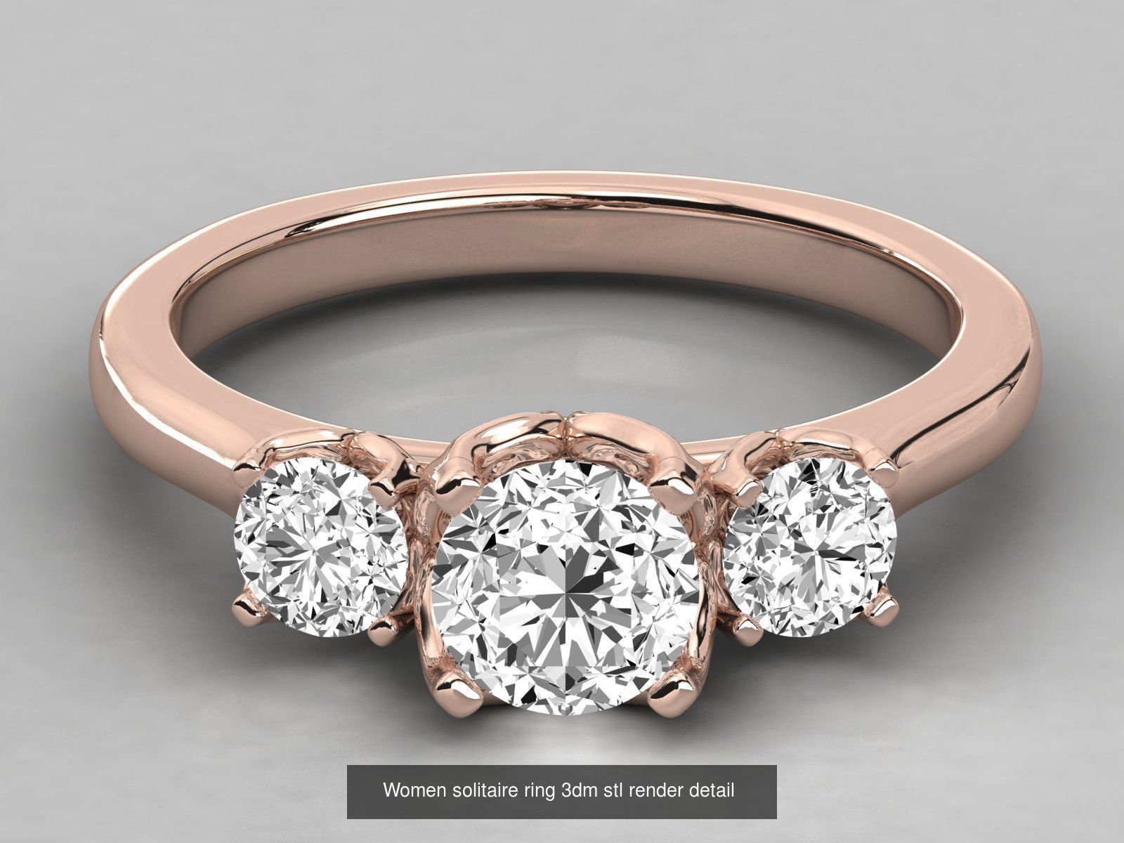 235 Women solitaire ring 3dm stl 9 render detail  3D Model Collection_94